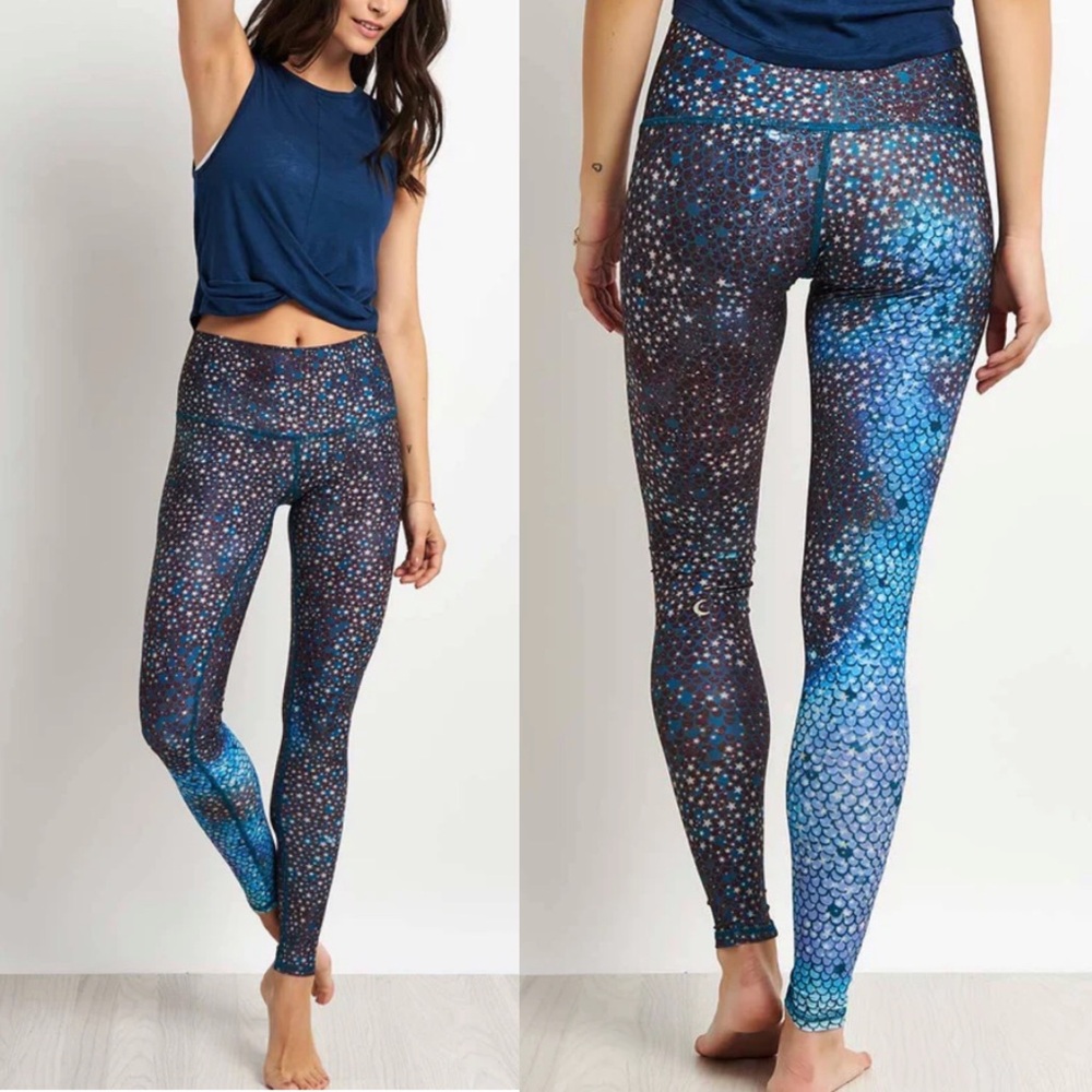 TEEKI Mermaid Fairy Queen Stars Leggings Pants sz XS Blue, Brown, Purple Yoga